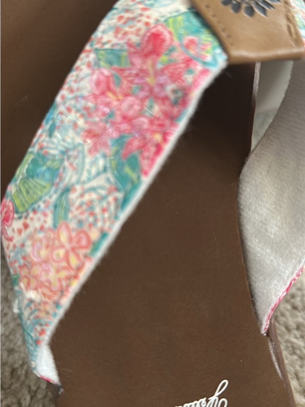 Yellow Box Brown Sandals with Multicolor Floral Straps - Picture 2 of 3
